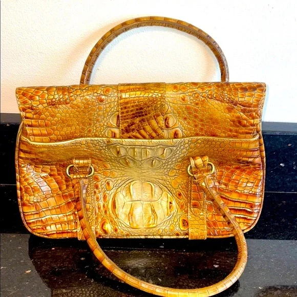 Brahmin Brown Crocodile-Embossed Satchel - Picture 3 of 16